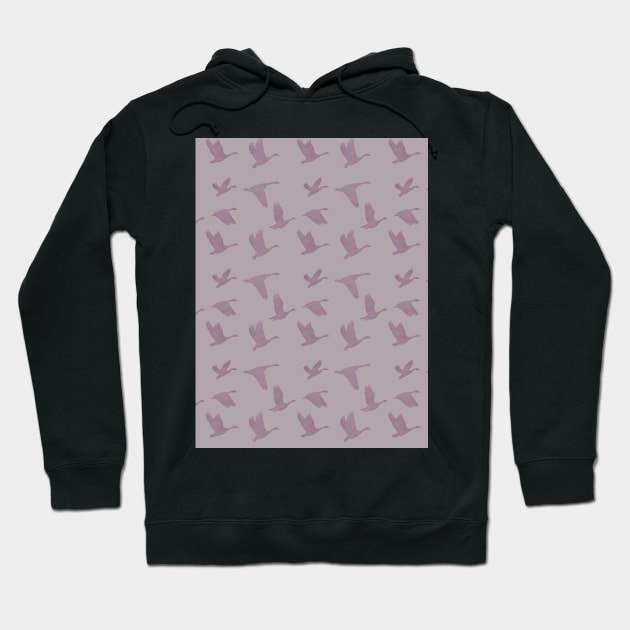 Flying Birds Pattern Violet Hoodie by DrawingEggen